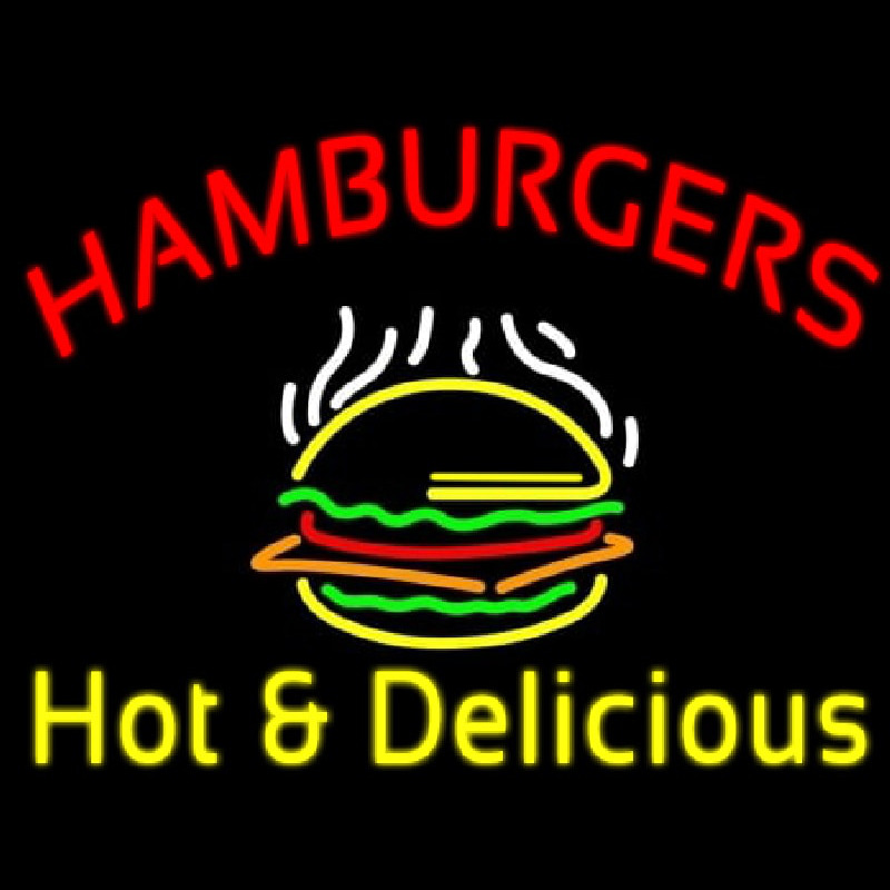 Red Hamburgers Hot And Delicious Neonreclame