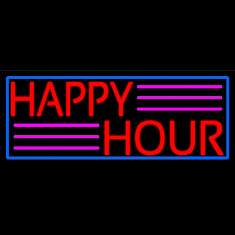Red Happy Hour With Blue Border Neonreclame