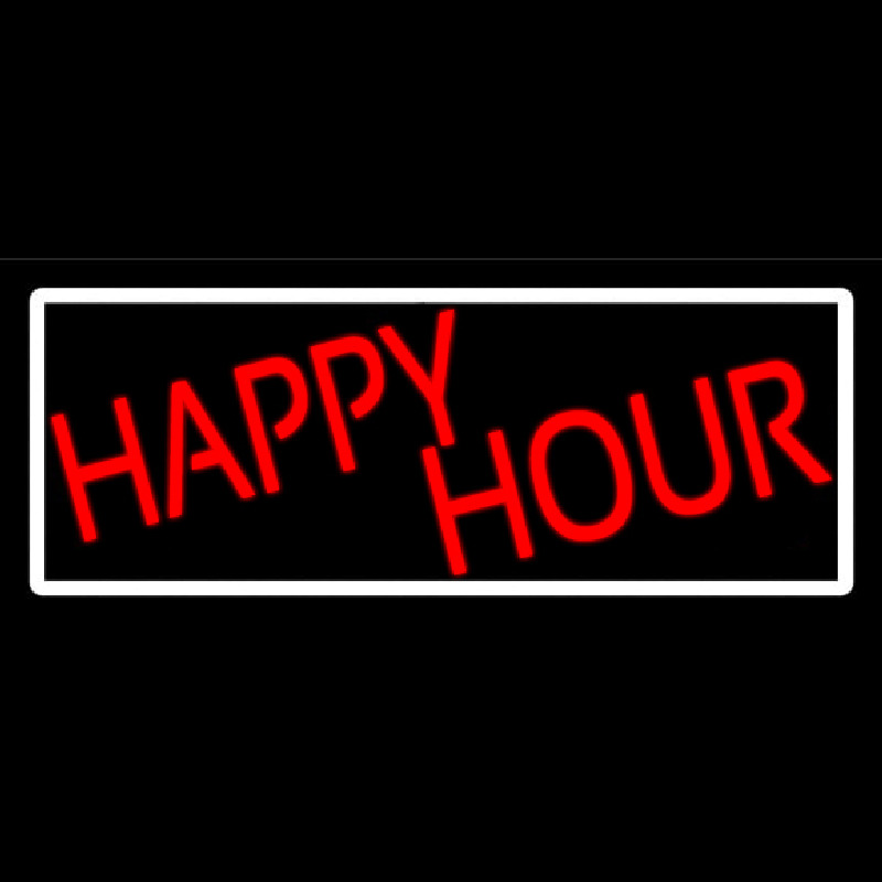 Red Happy Hour With White Border Neonreclame