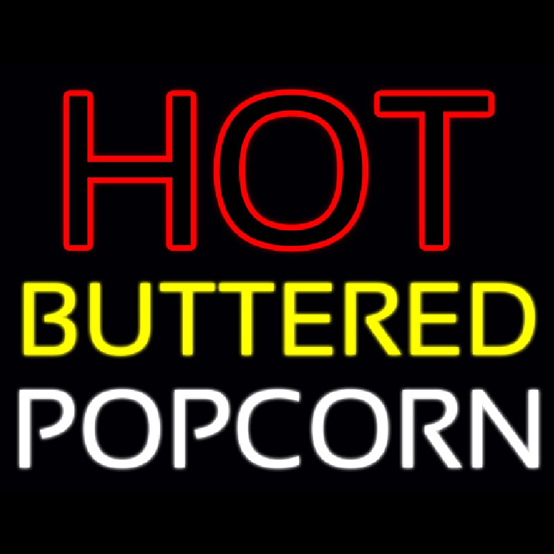 Red Hot Yellow Buttered White Popcorn Neonreclame