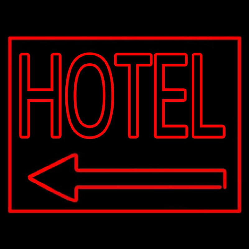 Red Hotel With Arrow Neonreclame