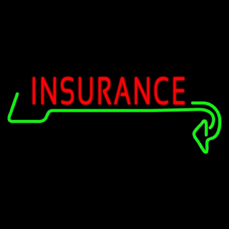 Red Insurance With Green Arrow Neonreclame