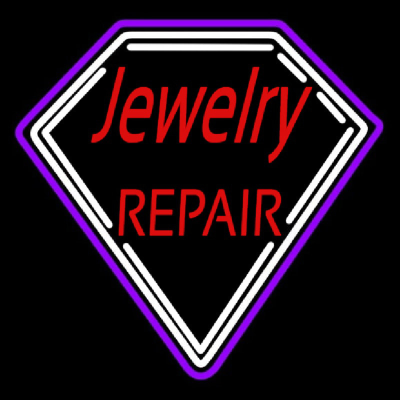 Red Jewelry Repair Diamond Border Neonreclame