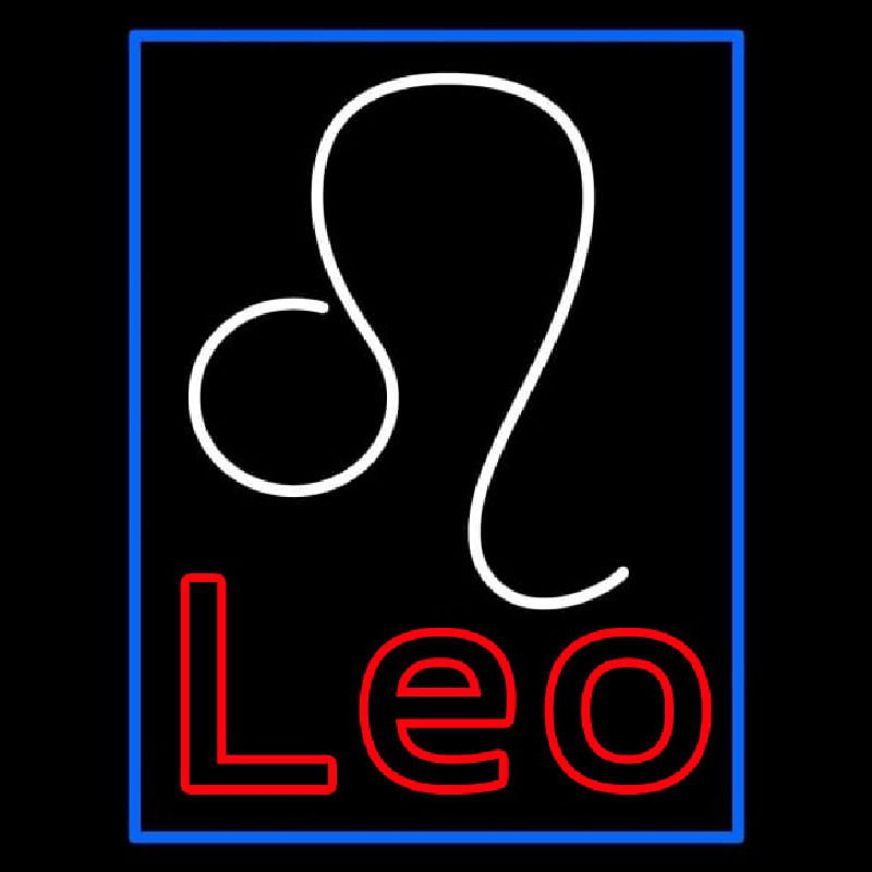 Red Leo Zodiac Blue Border Neonreclame