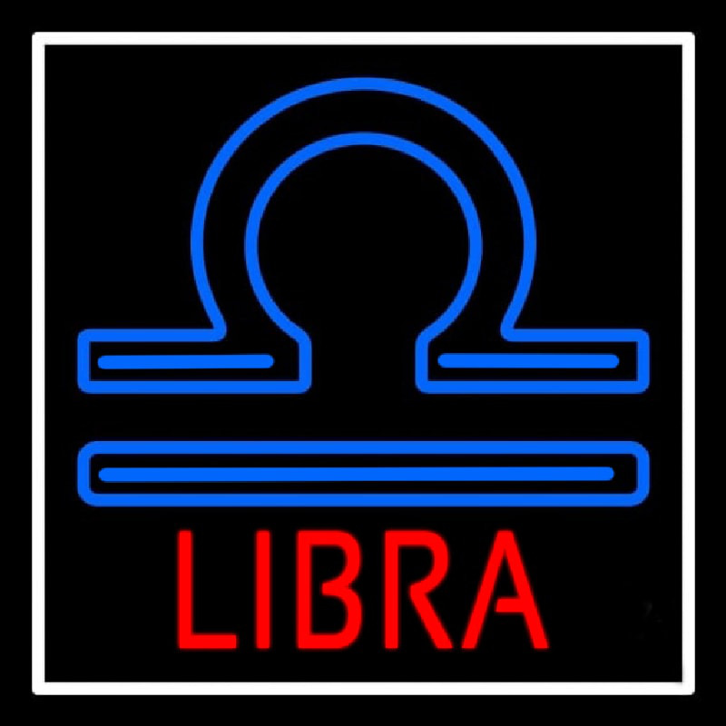 Red Libra Blue Zodiac White Border Neonreclame