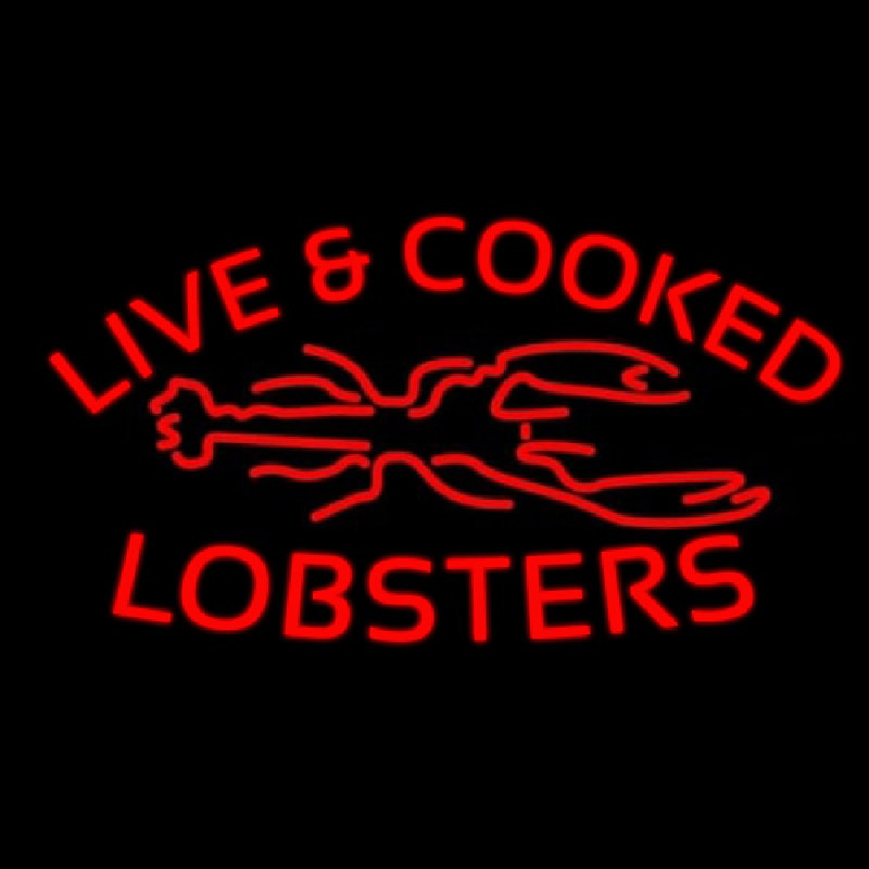 Red Live And Cooked Lobsters Seafood Neonreclame