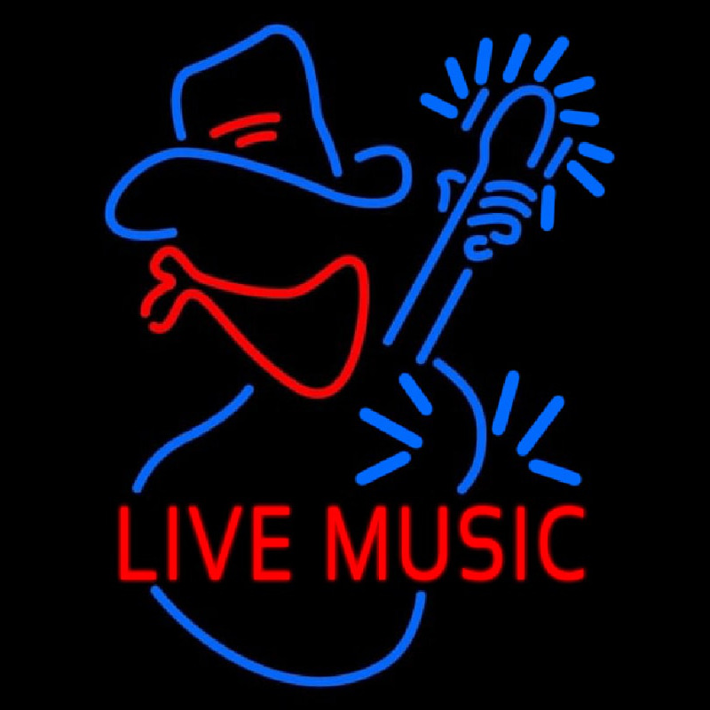 Red Live Music With Logo Block Neonreclame