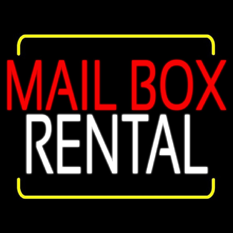 Red Mailbo  Blue Rental With Yellow Border Neonreclame