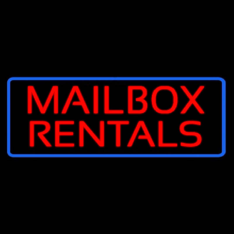 Red Mailbo  Rentals Blue Border Neonreclame