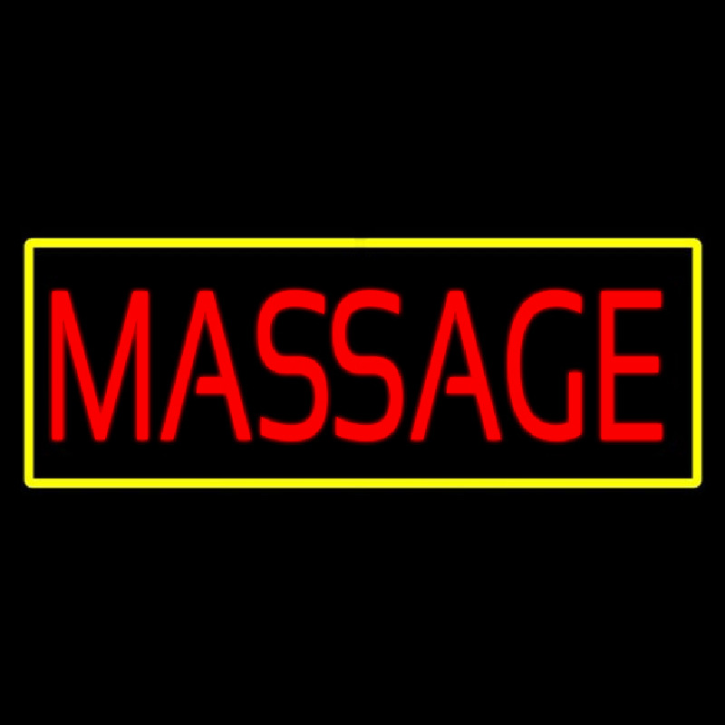 Red Massage Yellow Border Neonreclame