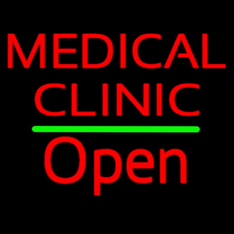 Red Medical Clinic Open Green Line Neonreclame
