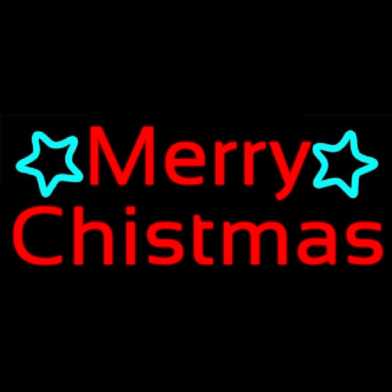 Red Merry Christmas With Stars Neonreclame