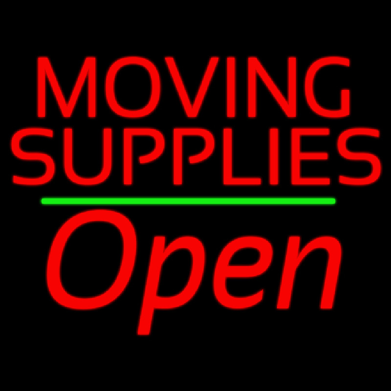 Red Moving Supplies Open Green Line 1 Neonreclame