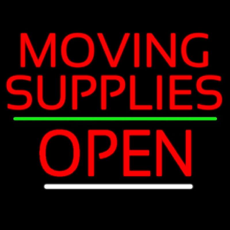 Red Moving Supplies Open Green Line 3 Neonreclame
