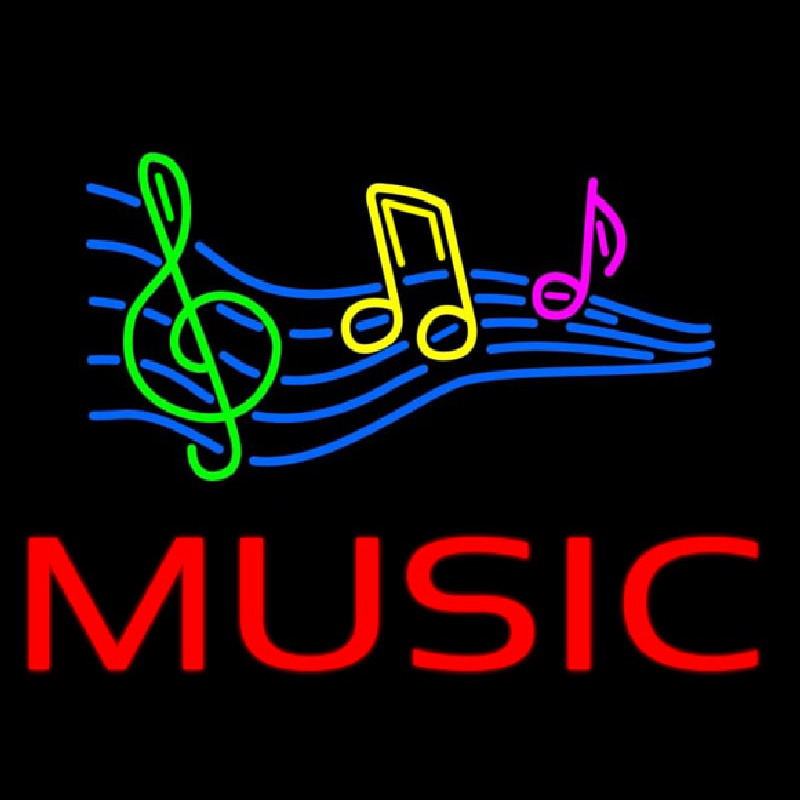Red Music With Musical Notes Neonreclame