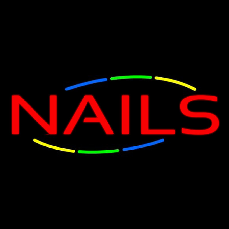 Red Nails Multi Colored Neonreclame