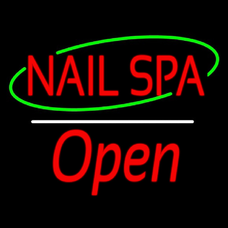 Red Nails Spa Open White Line Neonreclame