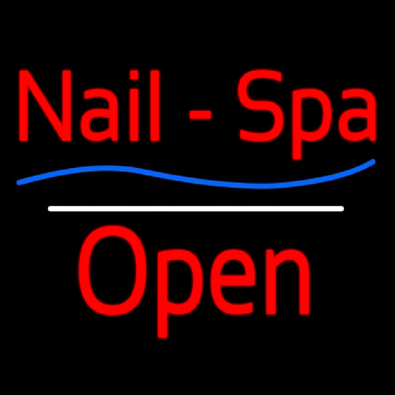 Red Nails Spa Open White Line Neonreclame