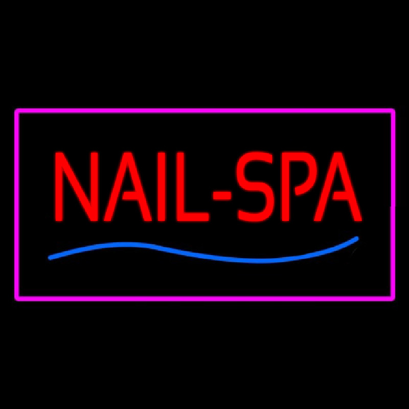 Red Nails Spa With Pink Border Neonreclame