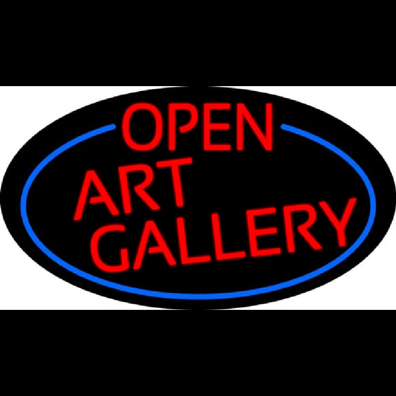 Red Open Art Gallery Oval With Blue Border Neonreclame