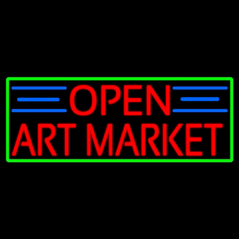 Red Open Art Market With Green Border Neonreclame