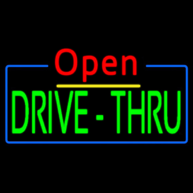 Red Open Green Drive Thru Neonreclame