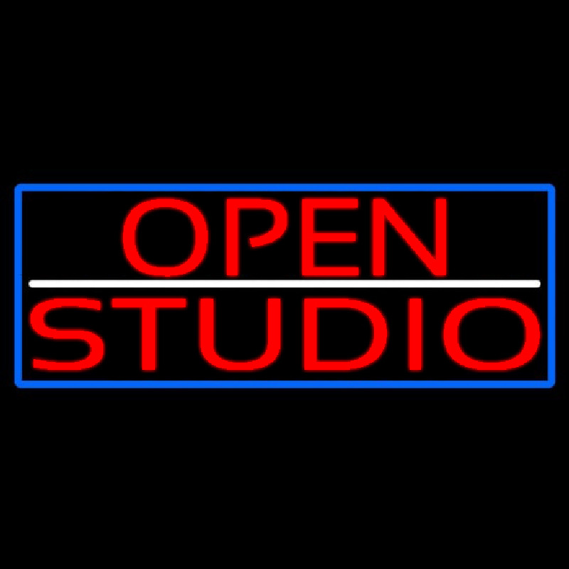 Red Open Studio With Blue Border Neonreclame