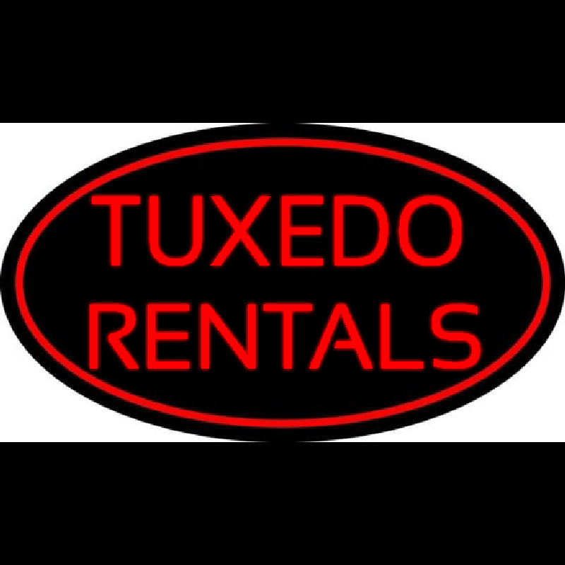 Red Oval Tu edo Rentals Neonreclame