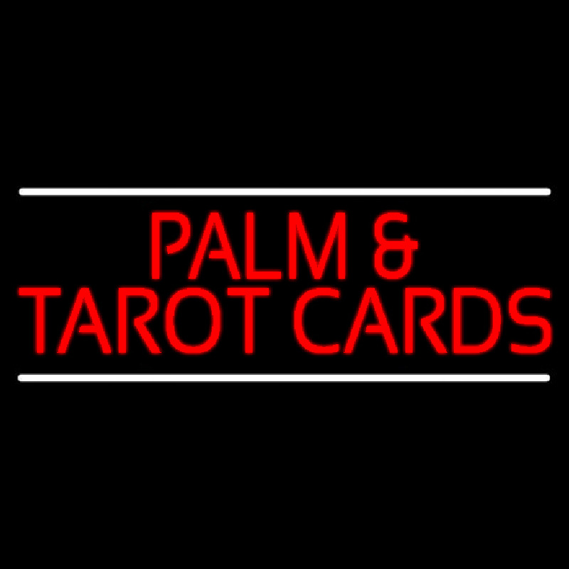 Red Palm And Tarot Cards Block With White Line Neonreclame