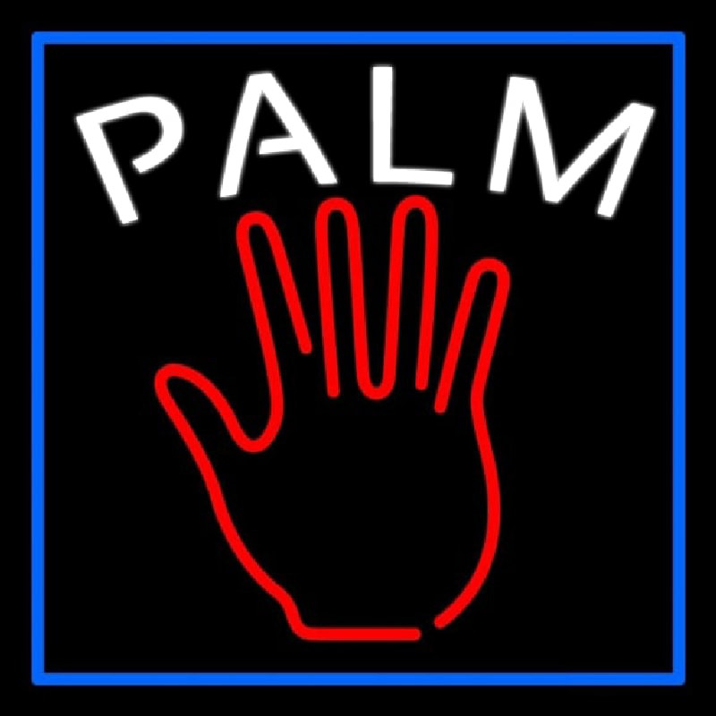 Red Palm Blue Border Neonreclame
