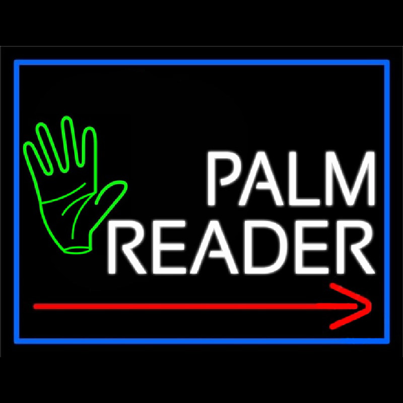 Red Palm Reader Arrow White Border Neonreclame