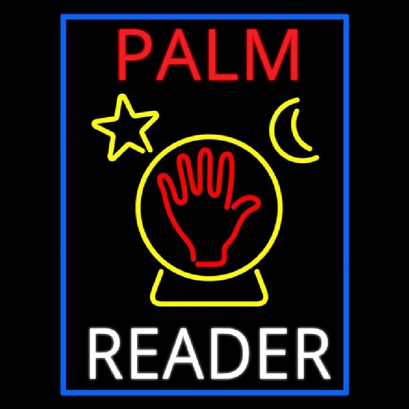 Red Palm White Reader With Crystal Neonreclame