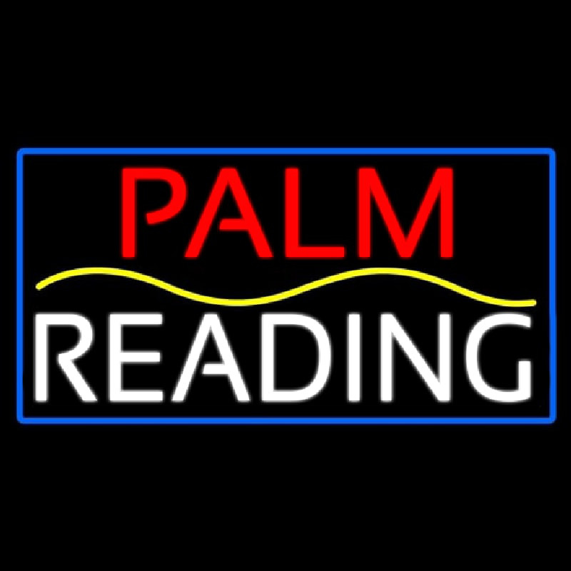 Red Palm Yellow Line White Reading Blue Border Neonreclame