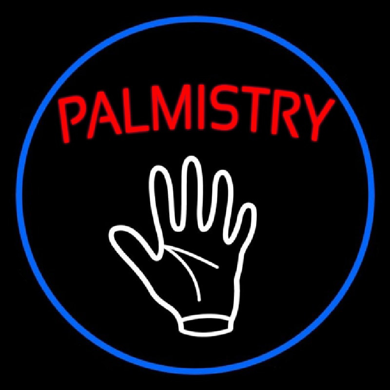 Red Palmistry Blue Border Neonreclame