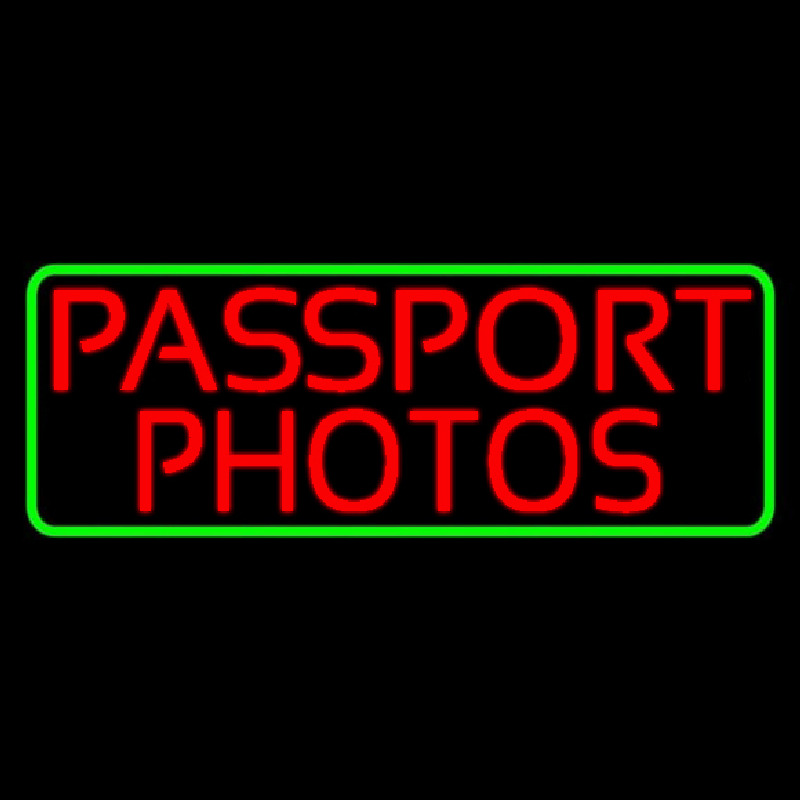 Red Passport Photos Border Neonreclame