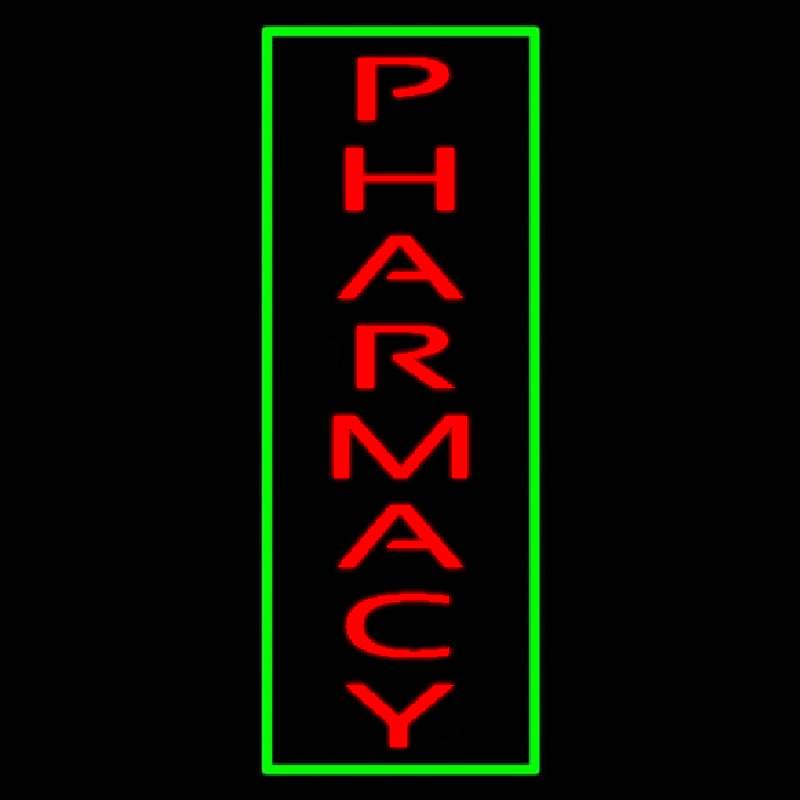 Red Pharmacy Green Border Neonreclame
