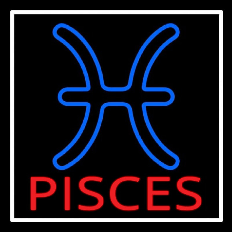 Red Pisces White Border Neonreclame