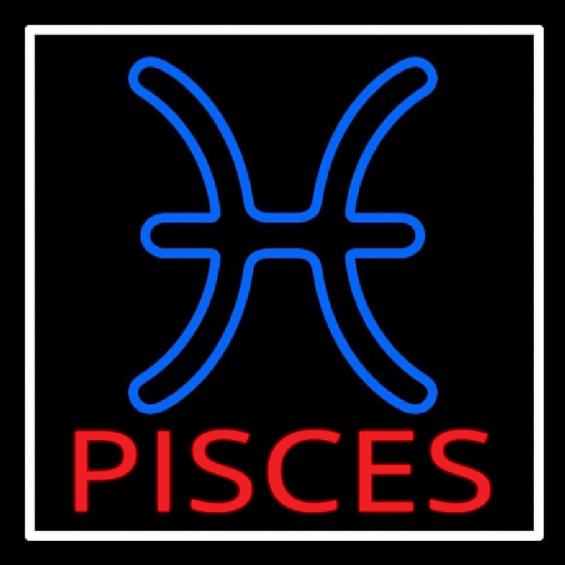 Red Pisces White Border Neonreclame