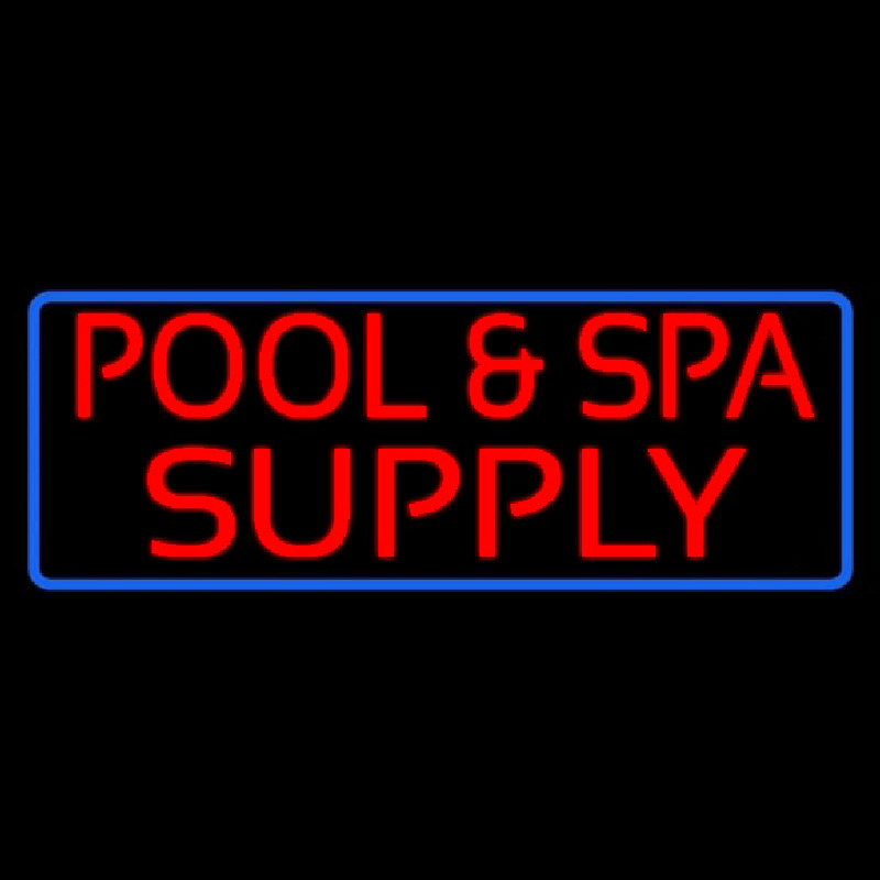 Red Pool And Spa Supply With Blue Border Neonreclame