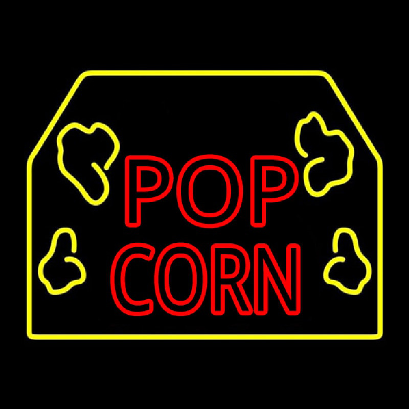 Red Popcorn Logo With Border Neonreclame