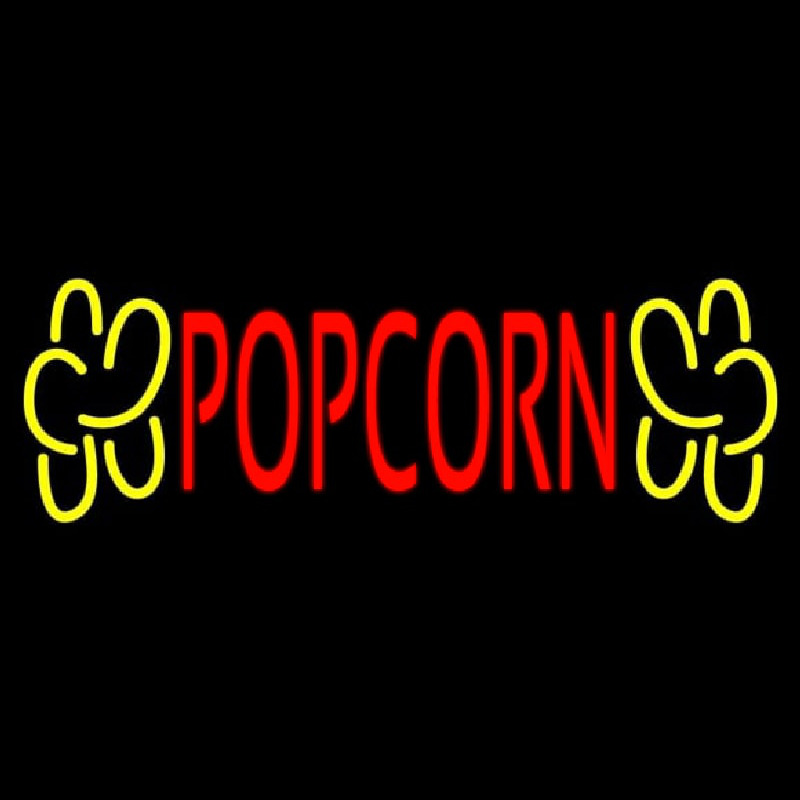 Red Popcorn Yellow Logo Neonreclame