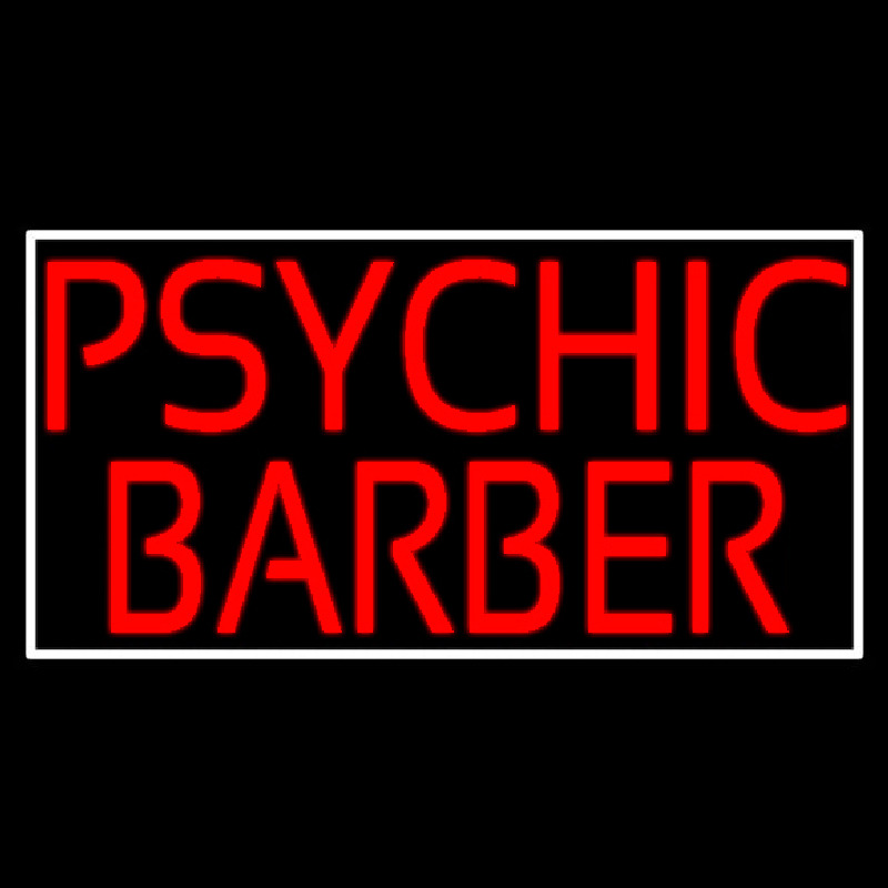 Red Psychic Barber With Border Neonreclame