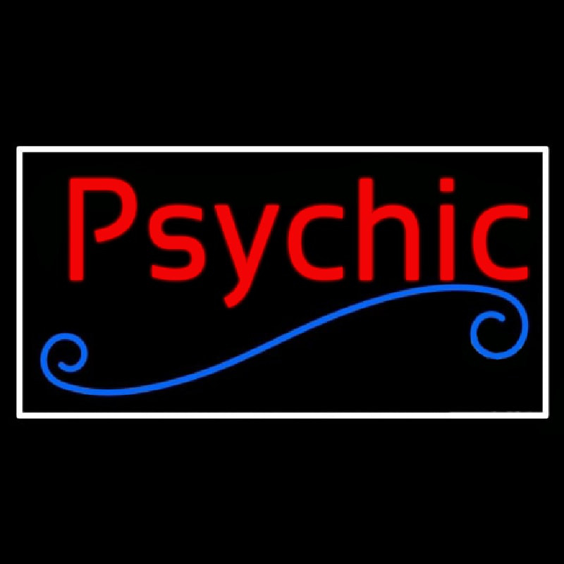 Red Psychic Blue Line White Border Neonreclame