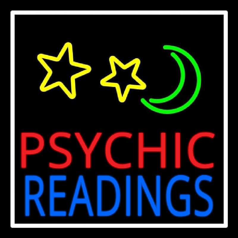 Red Psychic Blue Readings White Border Neonreclame