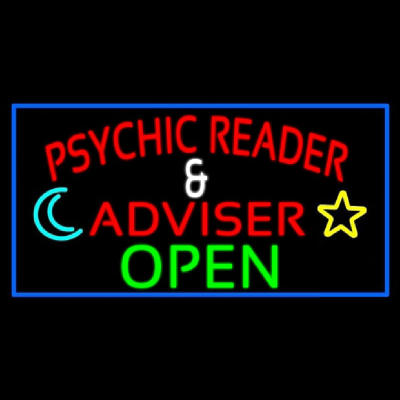 Red Psychic Reader And Advisor With Open Neonreclame