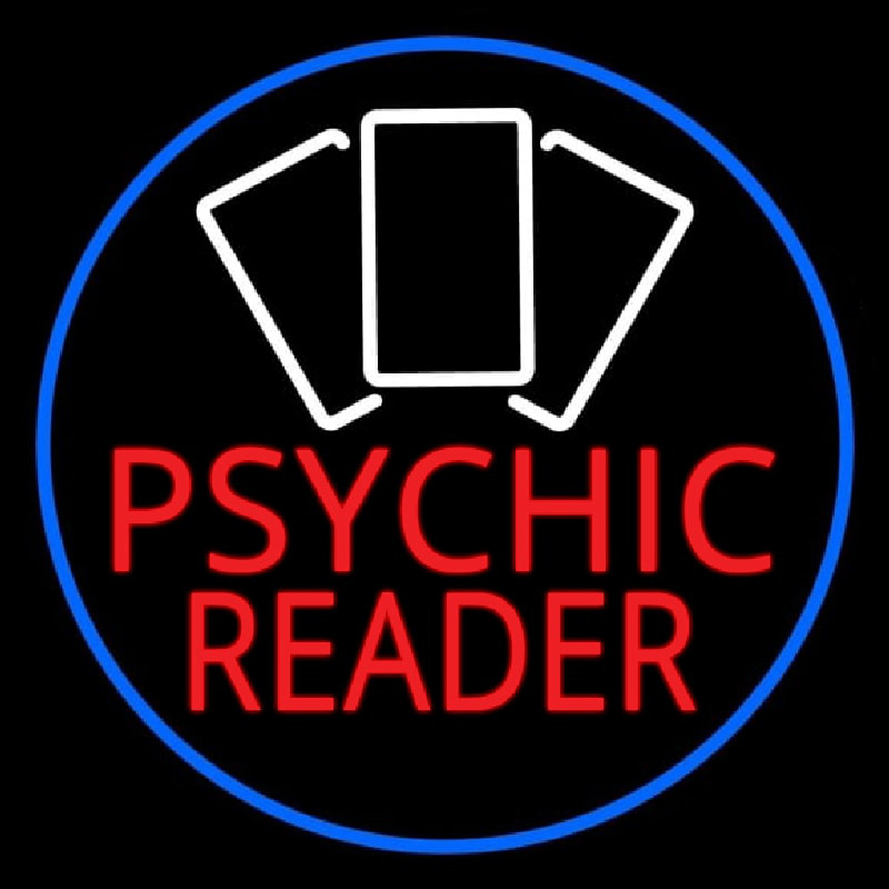 Red Psychic Reader White Cards And Blue Border Neonreclame