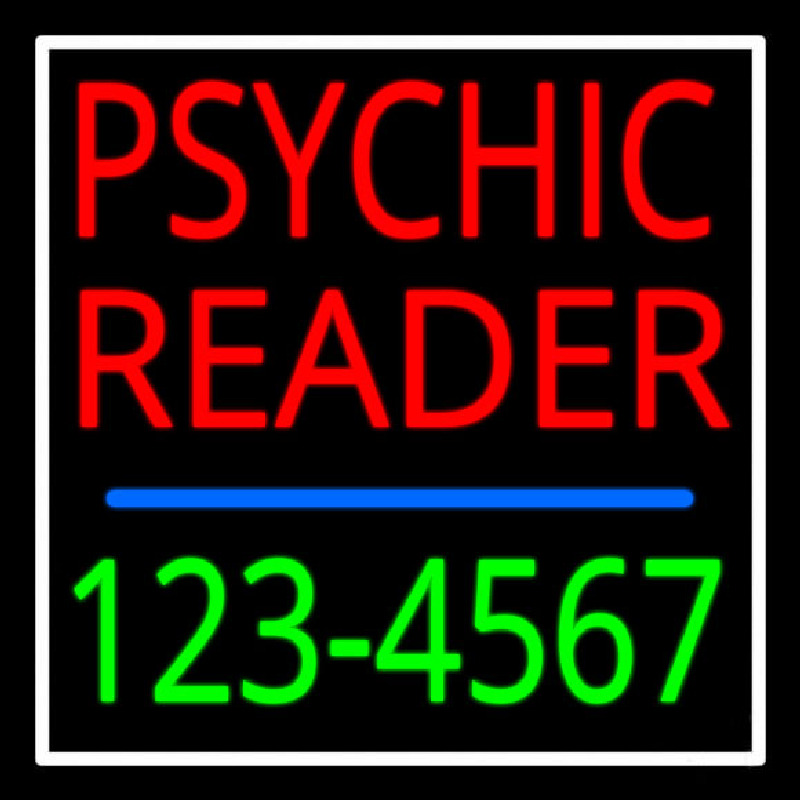 Red Psychic Reader With Green Phone Number Neonreclame