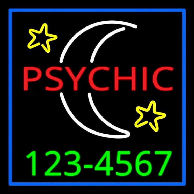 Red Psychic White Logo Green Phone Number Neonreclame