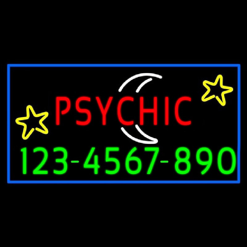 Red Psychic White Logo Phone Number Neonreclame