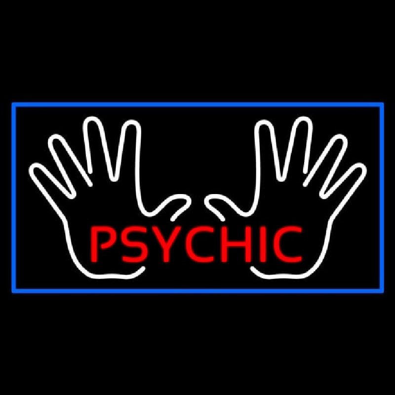 Red Psychic White Palms And Blue Border Neonreclame
